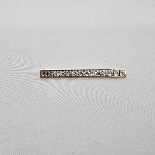 Vintage Gold Tone Rhinestone Bar Brooch – Classic Linear Crystal Pin