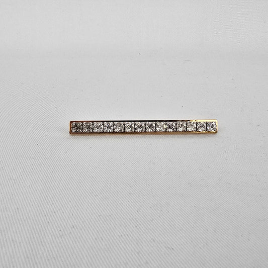 Vintage Gold Tone Rhinestone Bar Brooch – Classic Linear Crystal Pin