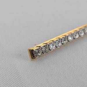 Vintage Gold Tone Rhinestone Bar Brooch – Classic Linear Crystal Pin