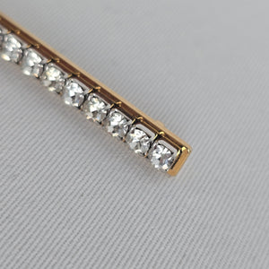 Vintage Gold Tone Rhinestone Bar Brooch – Classic Linear Crystal Pin