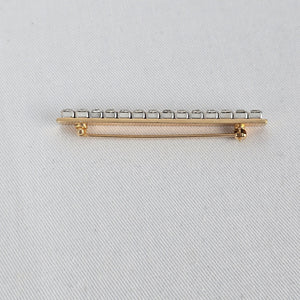 Vintage Gold Tone Rhinestone Bar Brooch – Classic Linear Crystal Pin