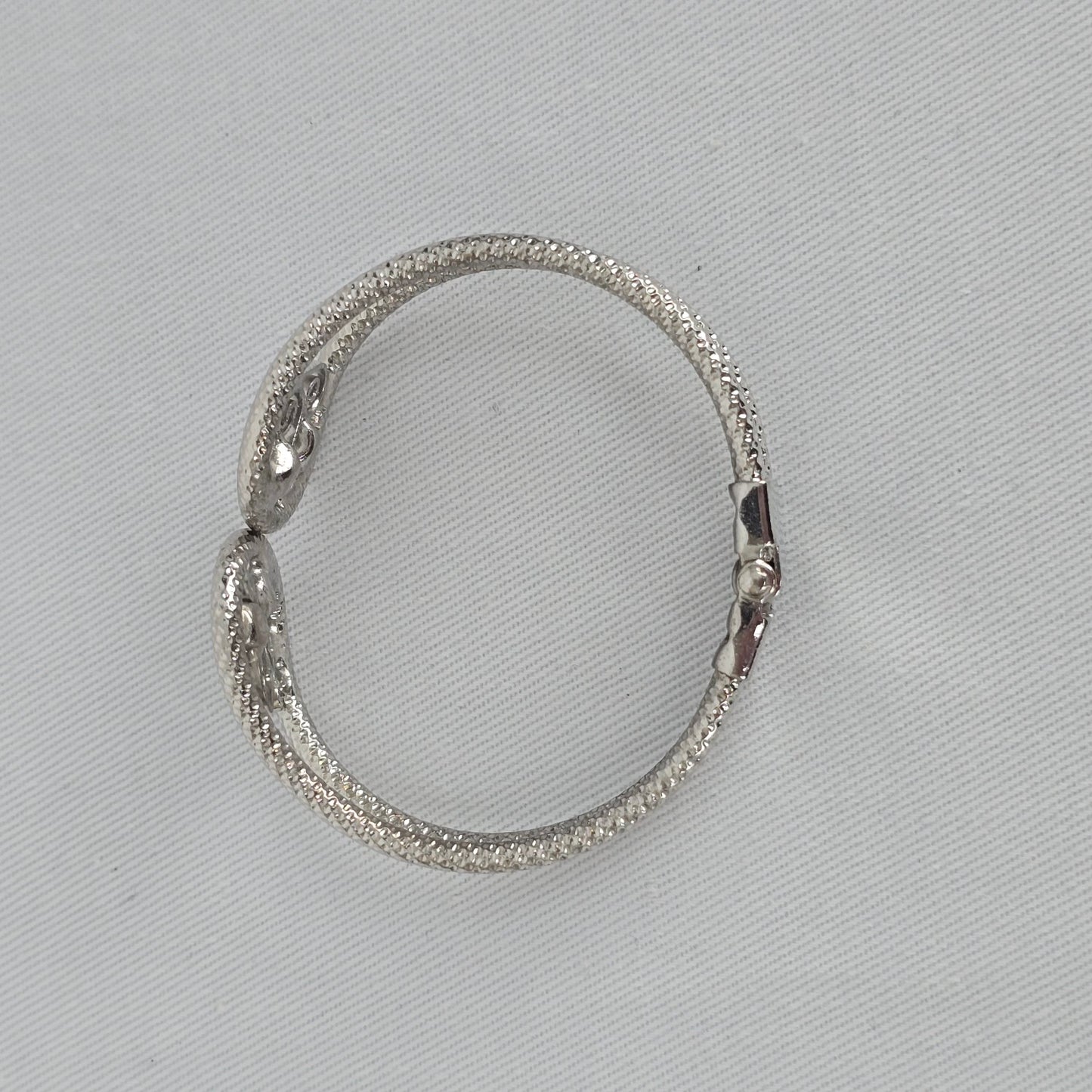 Vintage Silver Tone Turquoise Filigree Cuff Hinge Bracelet