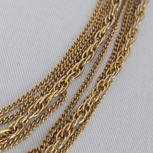 Vintage Gold Tone Chain Necklace Multi Strand Layered Chunky Statement Necklace