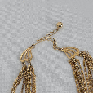 Vintage Gold Tone Chain Necklace Multi Strand Layered Chunky Statement Necklace