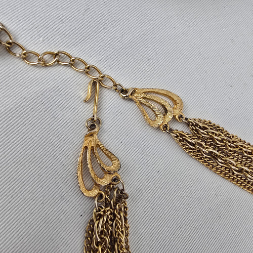 Vintage Gold Tone Chain Necklace Multi Strand Layered Chunky Statement Necklace