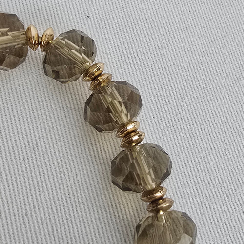 Betsey Johnson Bracelet Cat Charm Heart Crystal Gold Tone Beaded Chunky Stretch Bracelet