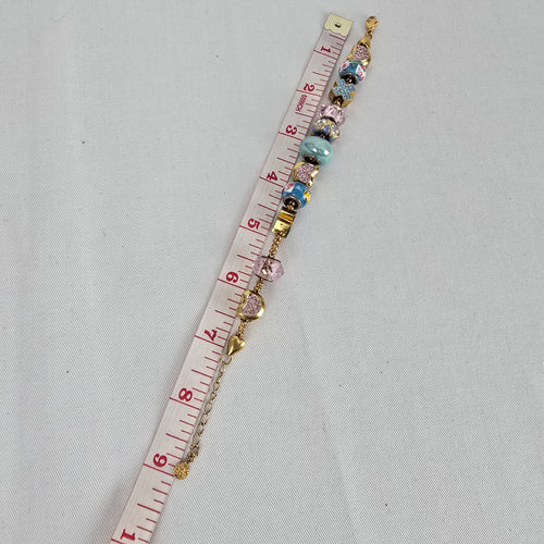 FAC Fifth Avenue Collection Charm Bracelet Gold Tone Heart Cross Beaded Crystal Bracelet