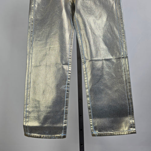 Levi’s 501 Metallic Gold Jeans Mid Rise Straight Leg 90s Ankle Jeans Size 25