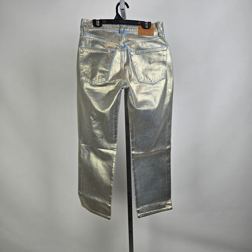 Levi’s 501 Metallic Gold Jeans Mid Rise Straight Leg 90s Ankle Jeans Size 25