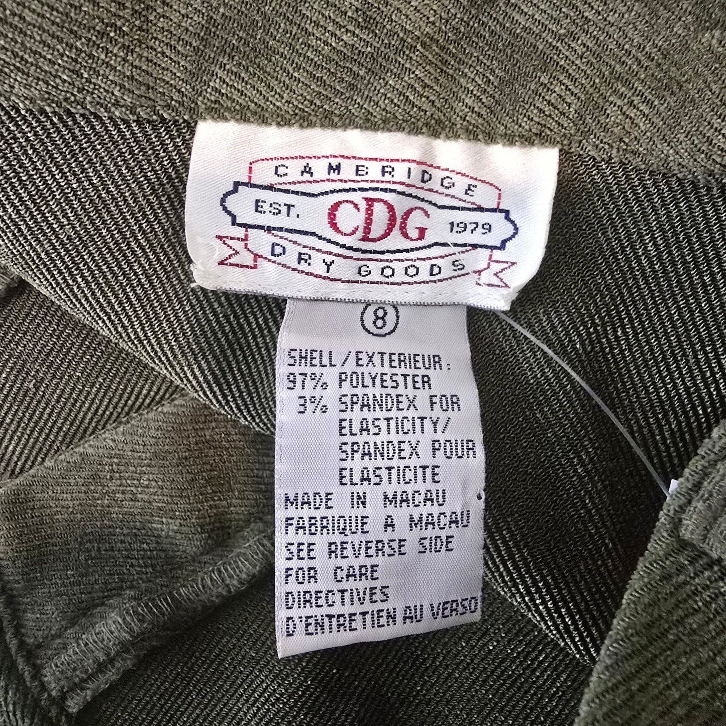 Vintage Cambridge Dry Goods Olive Green Pants Pleated High Waist Size 8