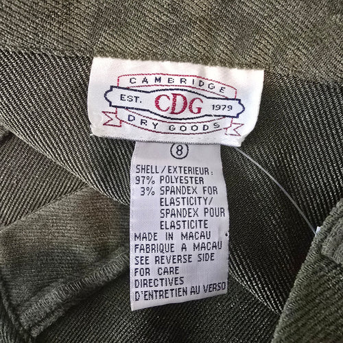 Vintage Cambridge Dry Goods Olive Green Pants Pleated High Waist Size 8
