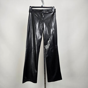 Vintage Le Chateau Girl Black Faux Leather Pants Wide Leg High Rise Size M