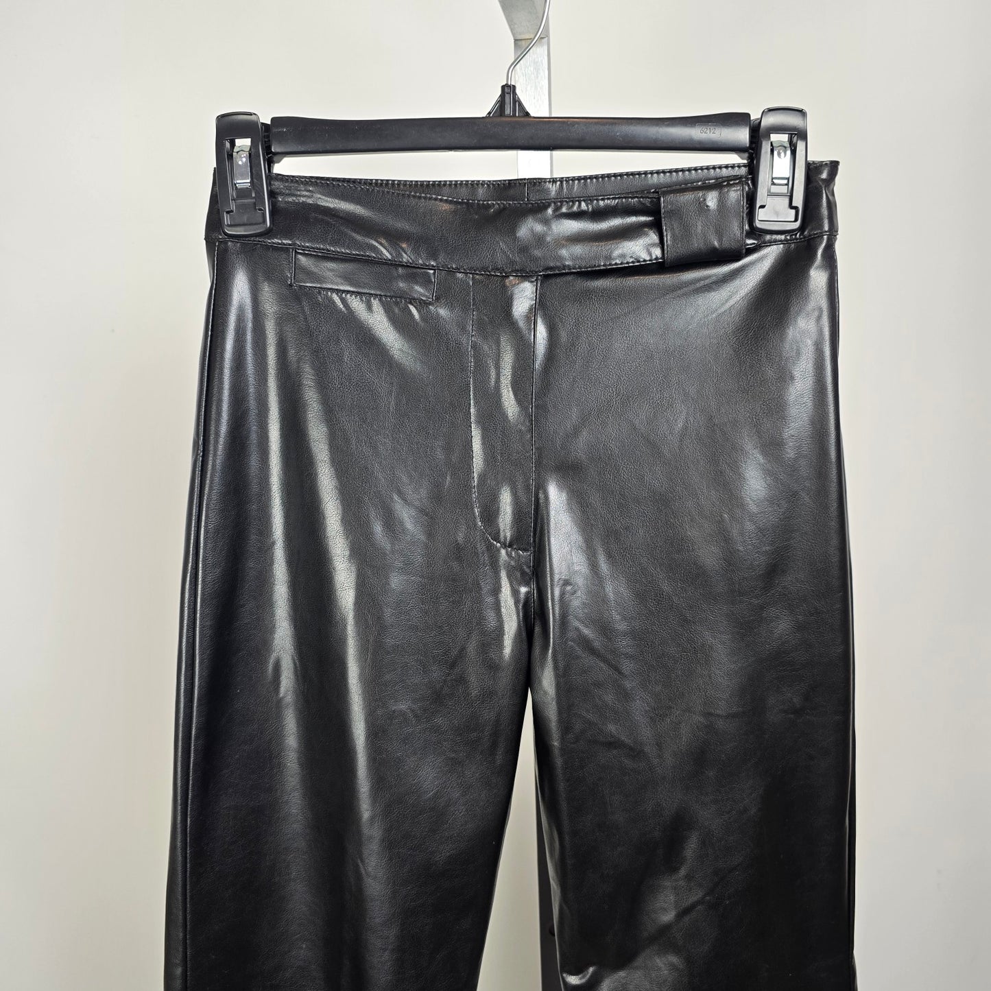 Vintage Le Chateau Girl Black Faux Leather Pants Wide Leg High Rise Size M