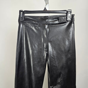 Vintage Le Chateau Girl Black Faux Leather Pants Wide Leg High Rise Size M