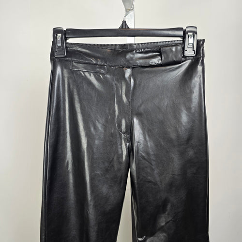 Vintage Le Chateau Girl Black Faux Leather Pants Wide Leg High Rise Size M