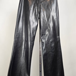 Vintage Le Chateau Girl Black Faux Leather Pants Wide Leg High Rise Size M