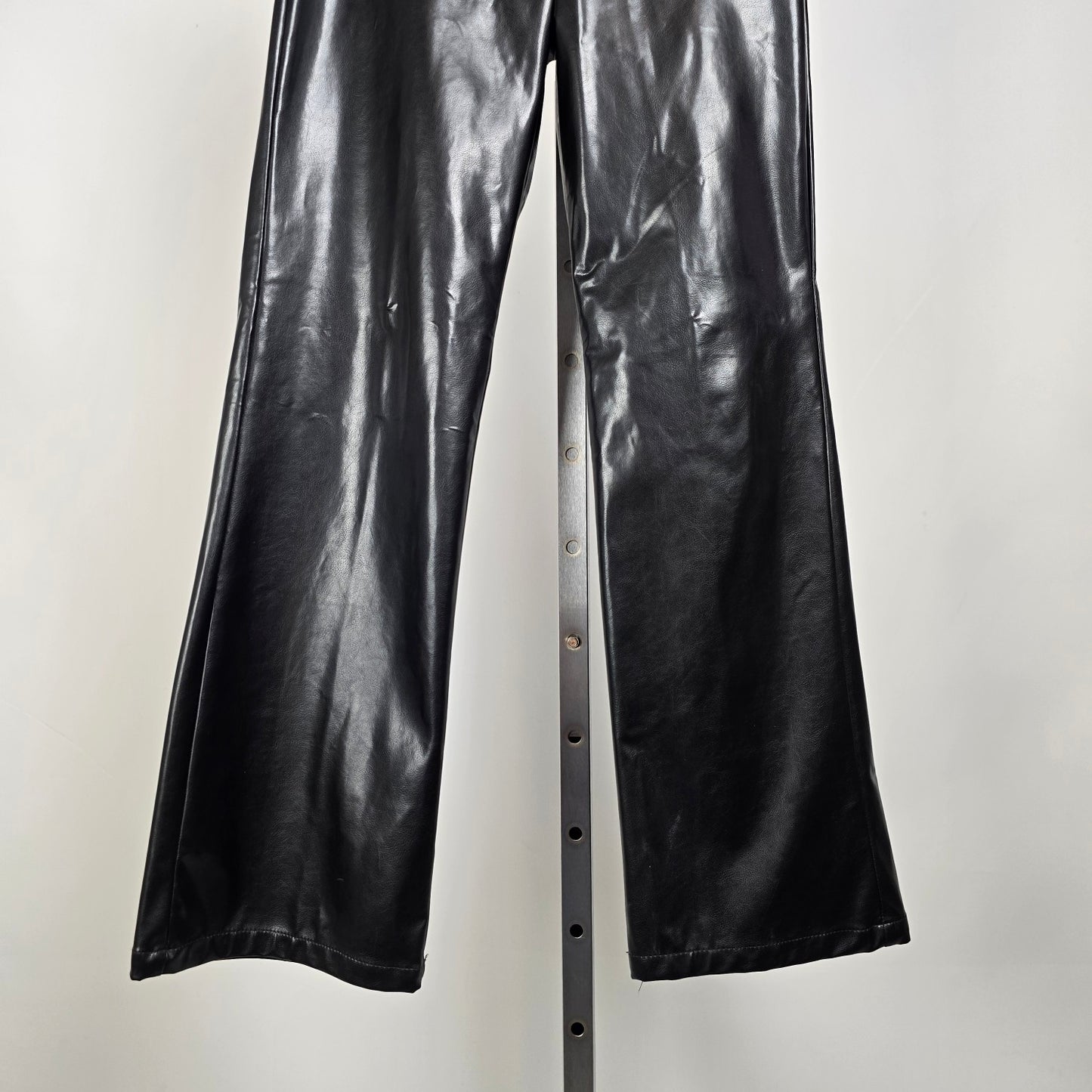 Vintage Le Chateau Girl Black Faux Leather Pants Wide Leg High Rise Size M