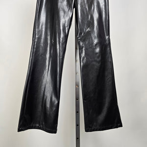 Vintage Le Chateau Girl Black Faux Leather Pants Wide Leg High Rise Size M