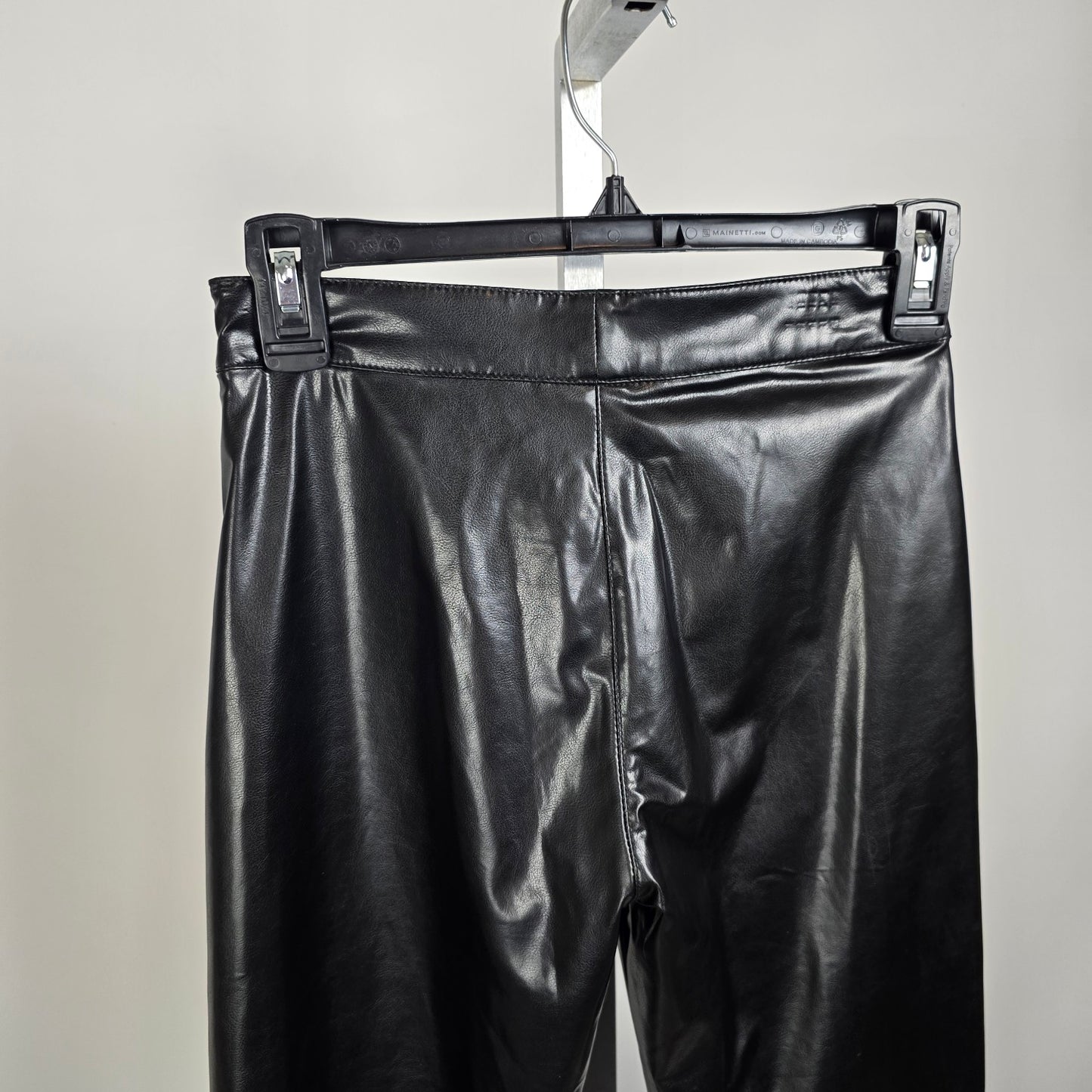 Vintage Le Chateau Girl Black Faux Leather Pants Wide Leg High Rise Size M