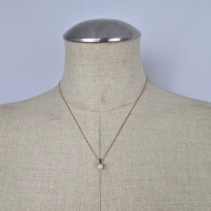 Gold Tone Faux Pearl Necklace Single Pearl Pendant Minimal Classic Necklace