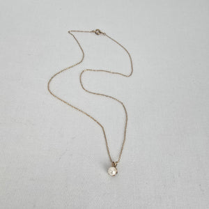 Gold Tone Faux Pearl Necklace Single Pearl Pendant Minimal Classic Necklace