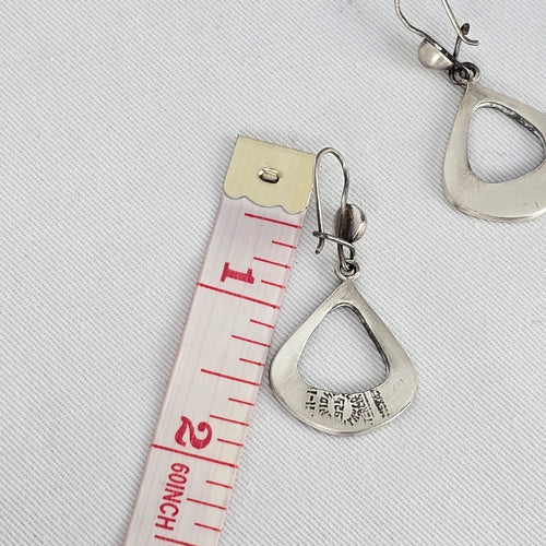 Vintage Taxco 925 Sterling Silver Dangle Earrings Mexico Tiger Eye Malachite Inlay