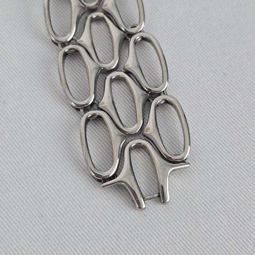 Fossil F2 Watch ES-1885 Stainless Steel Chunky Link Bracelet Watch Modern Silver Tone