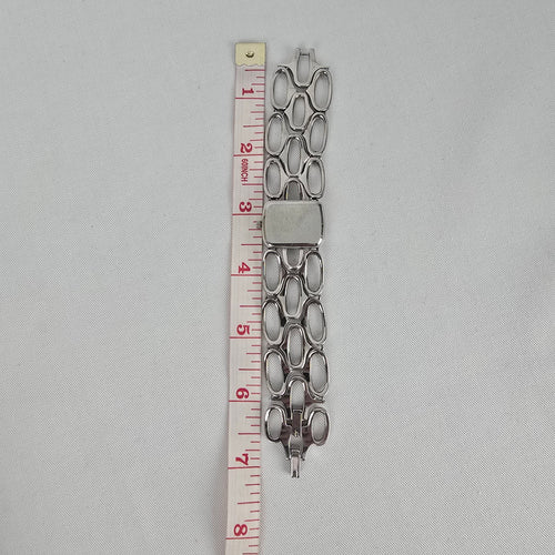Fossil F2 Watch ES-1885 Stainless Steel Chunky Link Bracelet Watch Modern Silver Tone