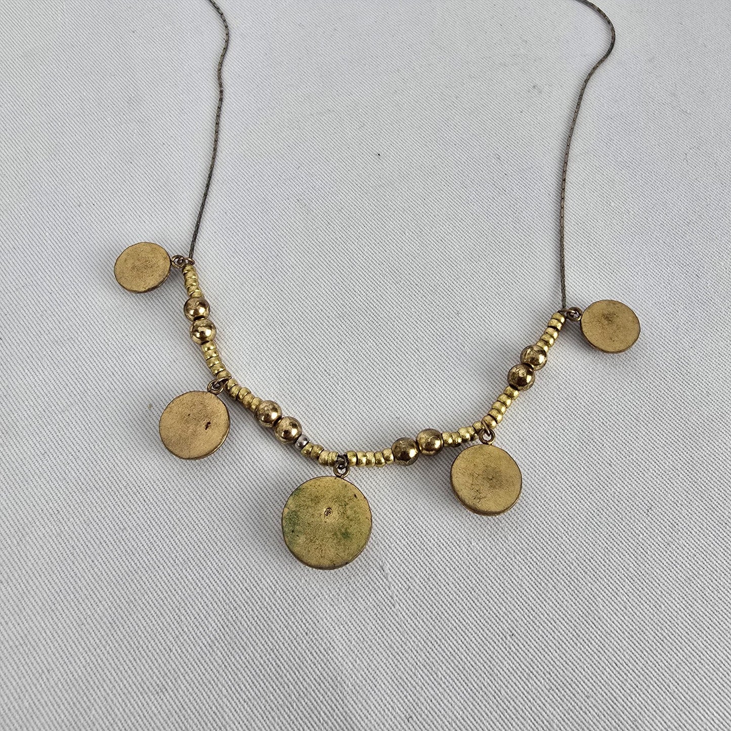 Vintage Micro Mosaic Necklace Floral Charm Drops Gold Tone Statement Necklace