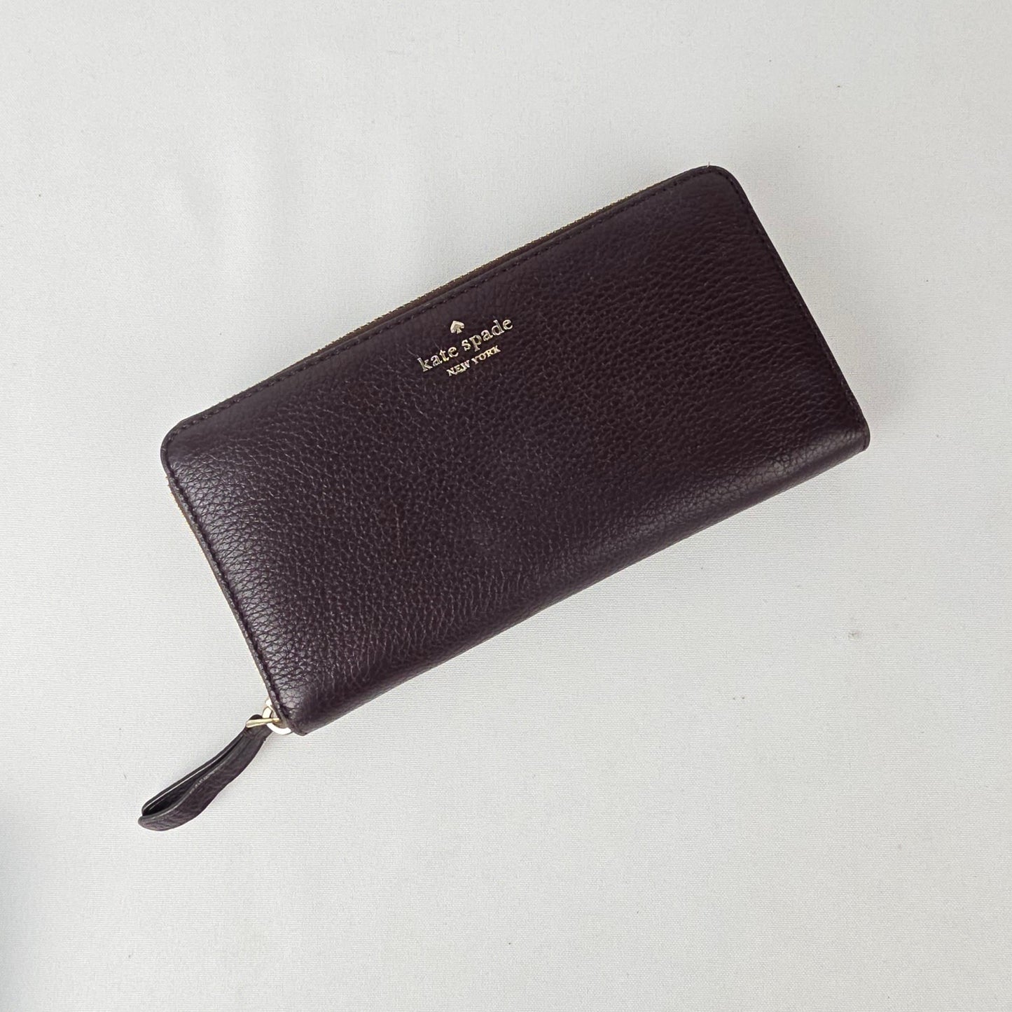 Kate Spade Burgundy Pebbled Leather Zip Around Wallet