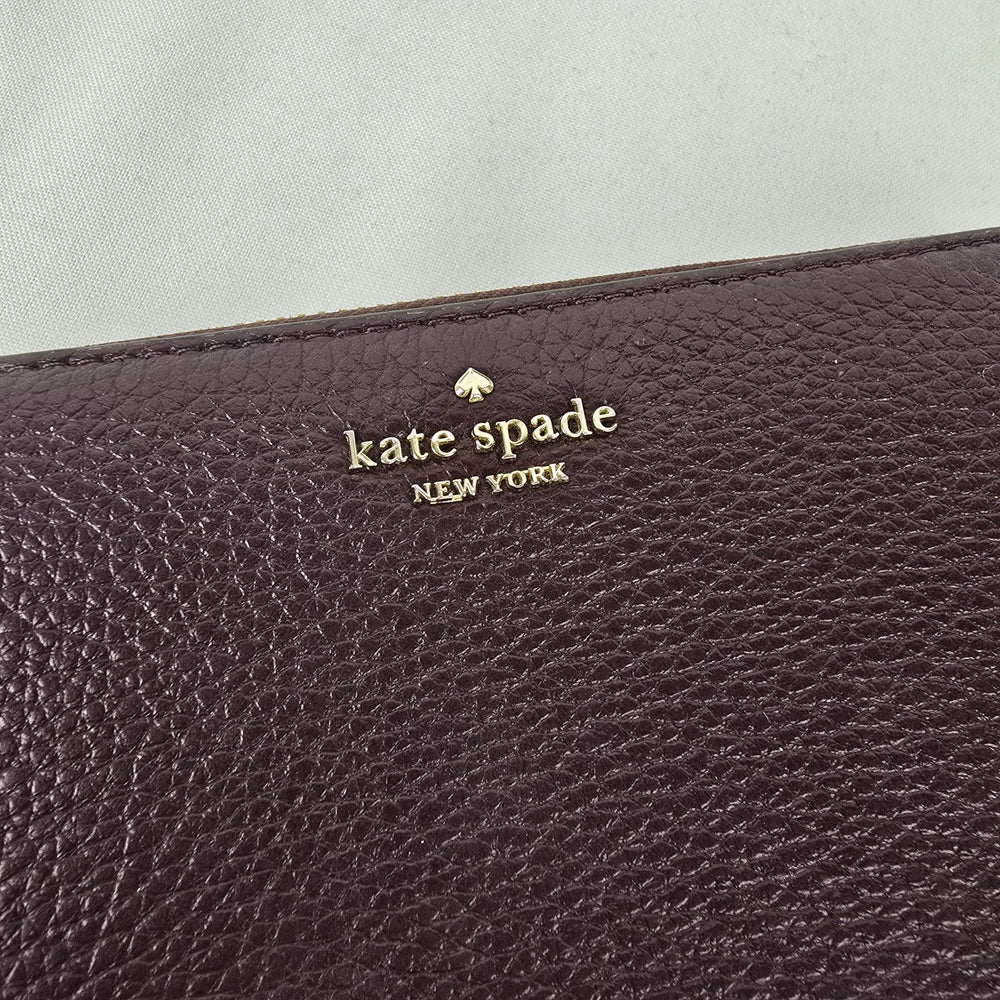 Kate Spade Burgundy Pebbled Leather Zip Around Wallet