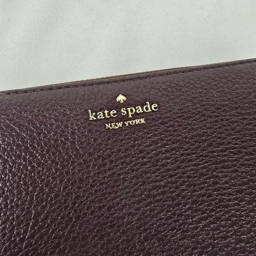 Kate Spade Burgundy Pebbled Leather Zip Around Wallet