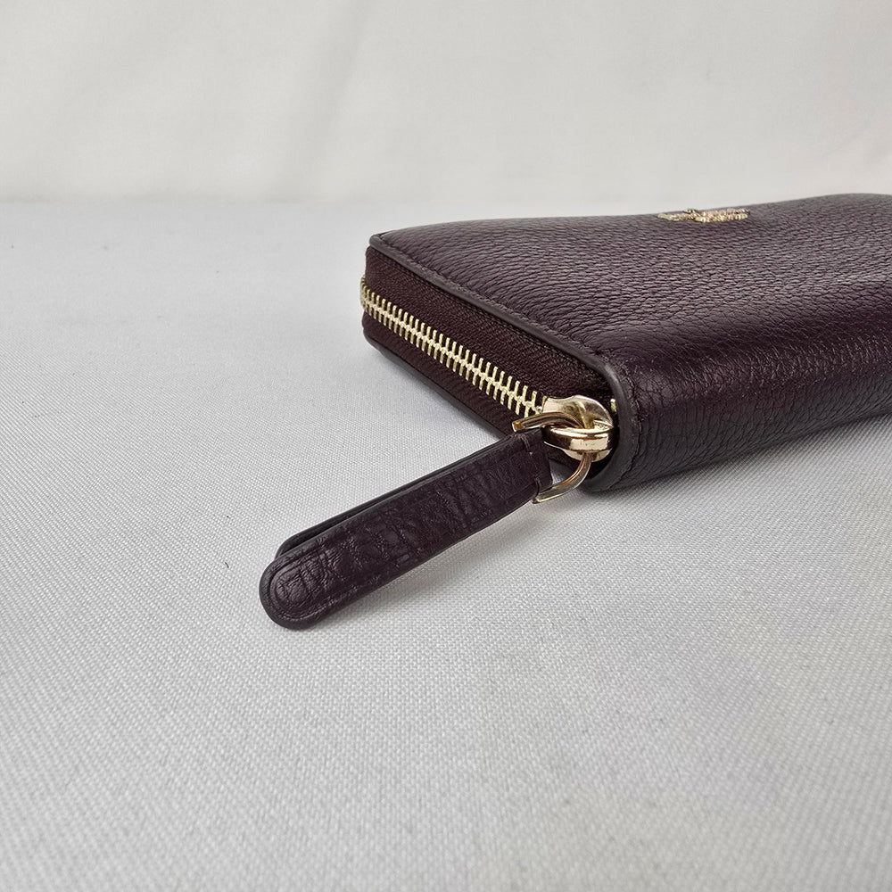 Kate Spade Burgundy Pebbled Leather Zip Around Wallet
