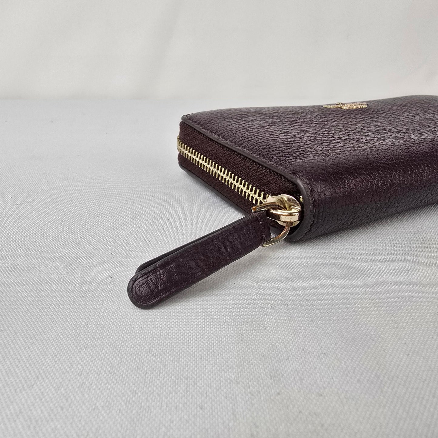 Kate Spade Burgundy Pebbled Leather Zip Around Wallet