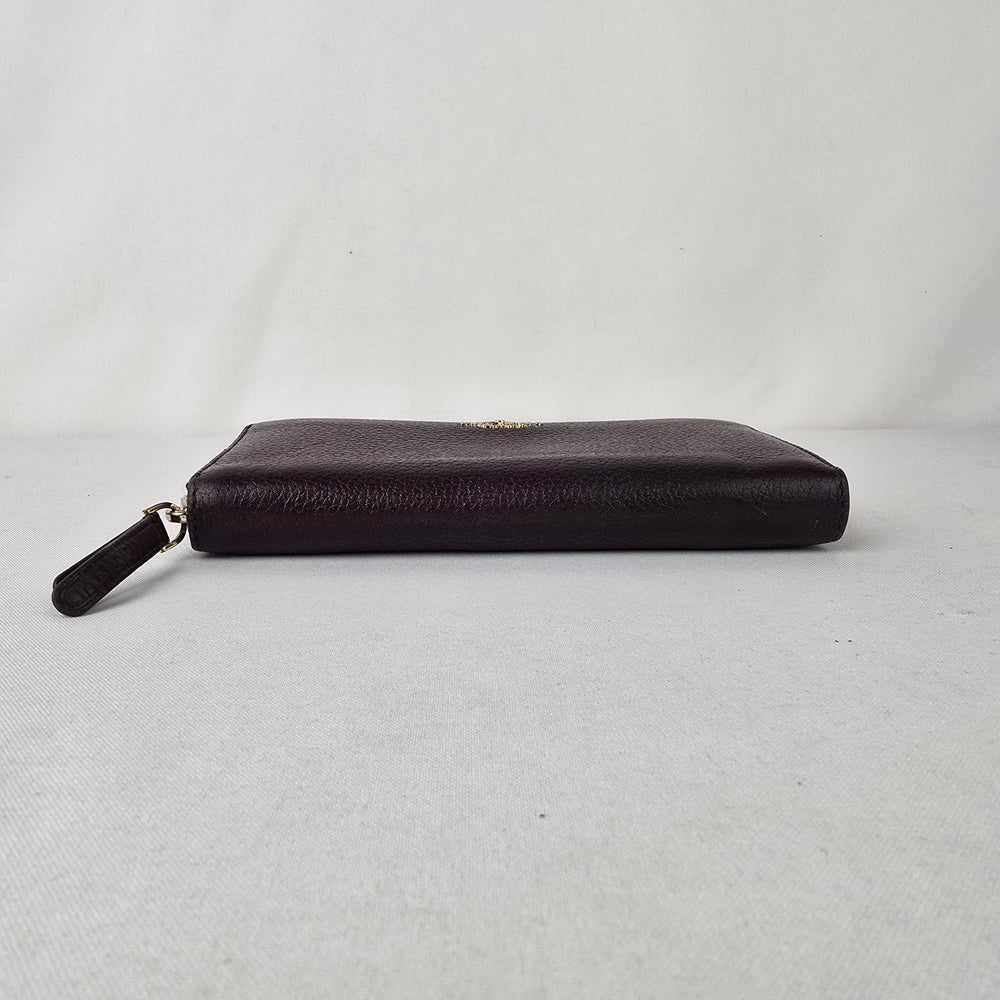 Kate Spade Burgundy Pebbled Leather Zip Around Wallet