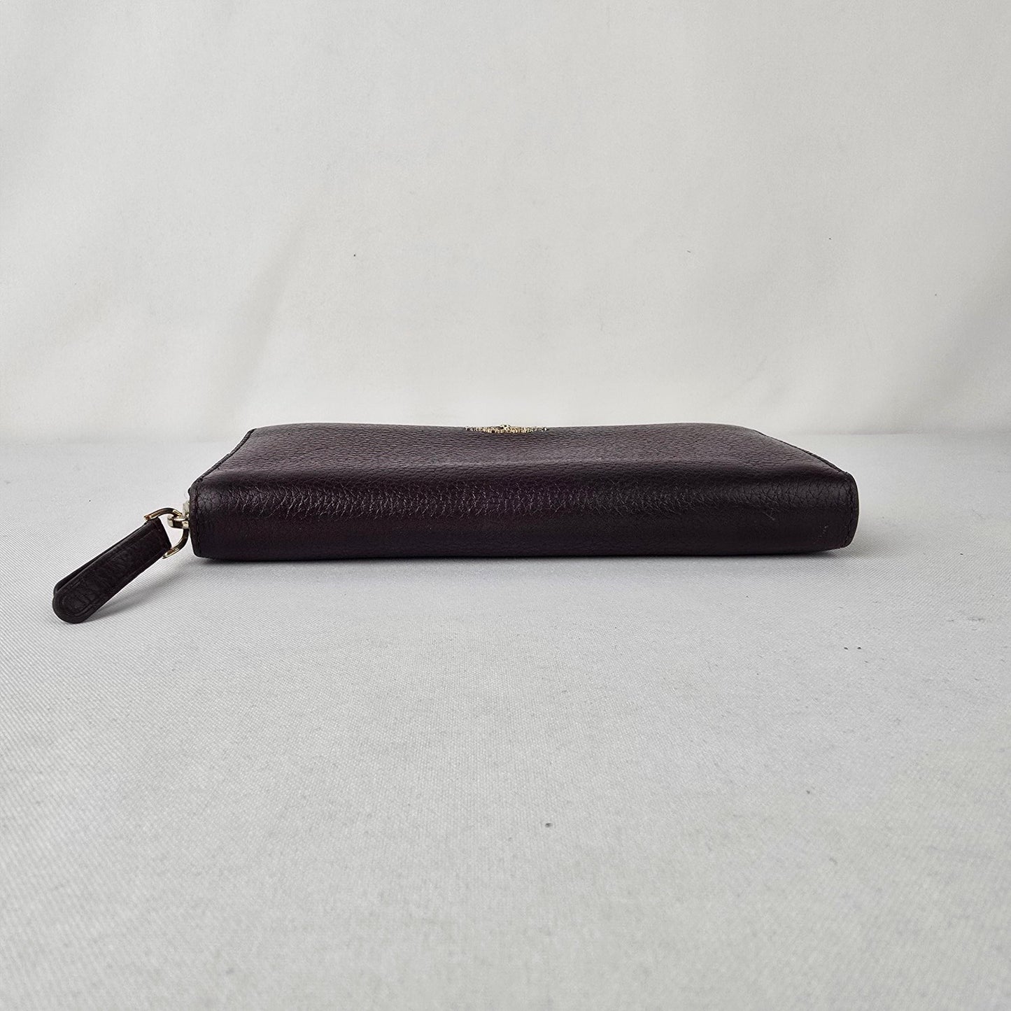Kate Spade Burgundy Pebbled Leather Zip Around Wallet