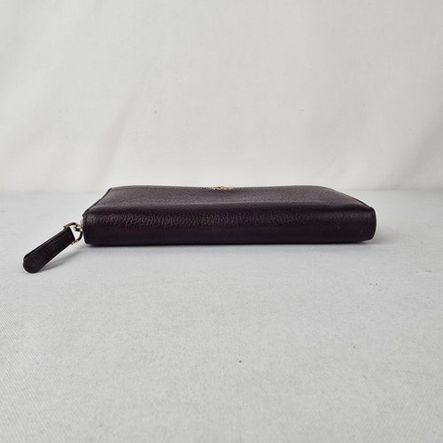 Kate Spade Burgundy Pebbled Leather Zip Around Wallet