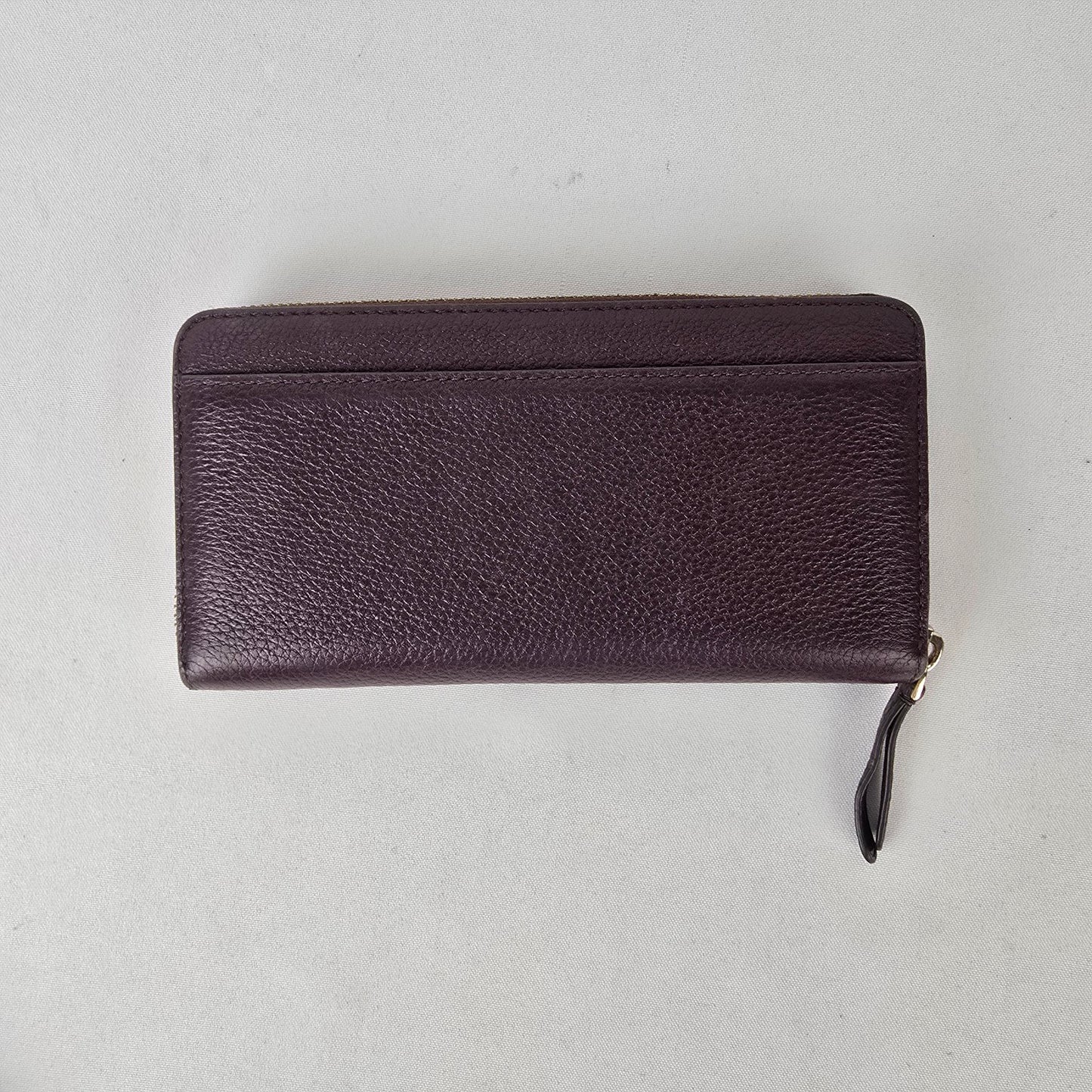 Kate Spade Burgundy Pebbled Leather Zip Around Wallet