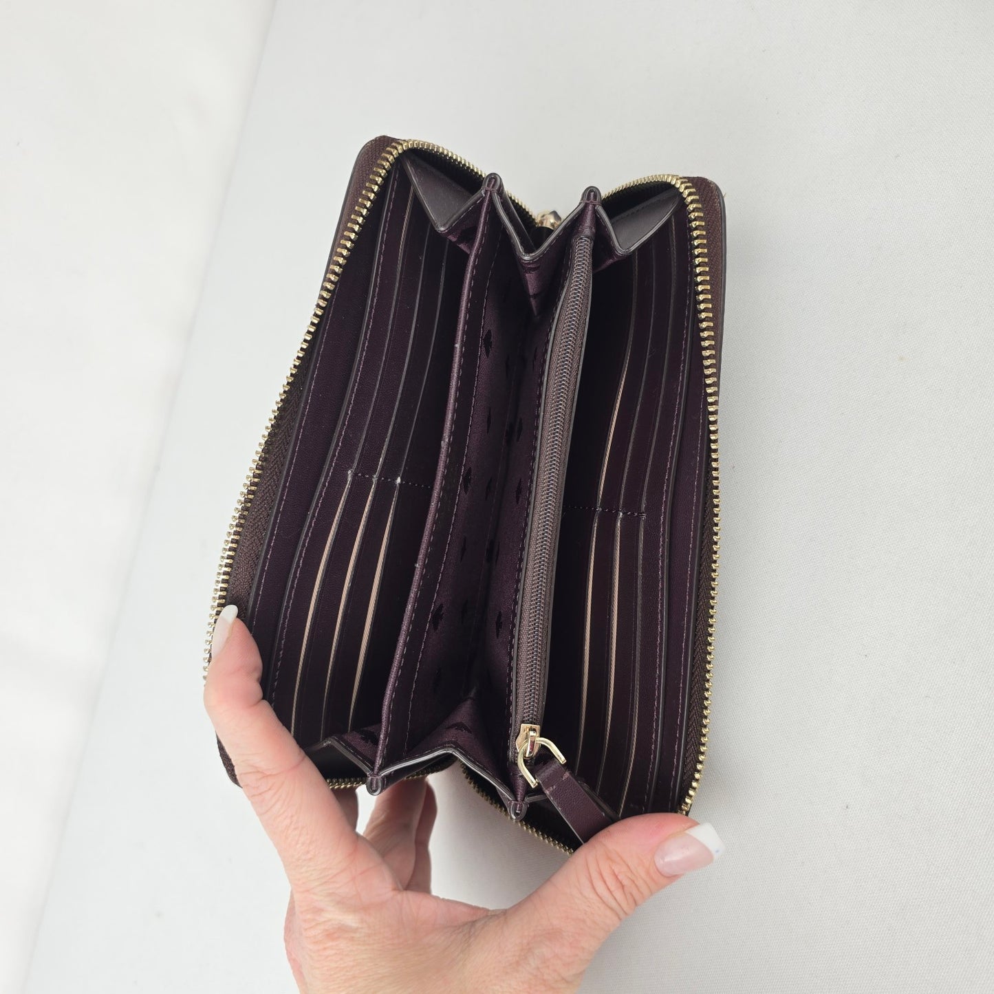 Kate Spade Burgundy Pebbled Leather Zip Around Wallet