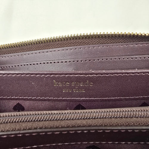Kate Spade Burgundy Pebbled Leather Zip Around Wallet