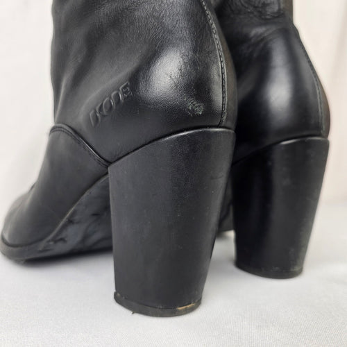 Dkode Black Leather Knee High Boots Block Heel Riding Tall Boots Size 8