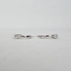 Silver Tone Cubic Zirconia Hoop Earrings Round Cut CZ Sparkly Hoops