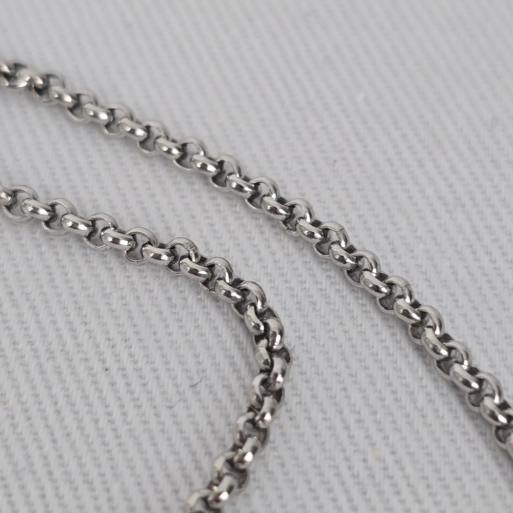 Vintage Blue Glass Stone Pendant Necklace Silver Tone Floral Setting Fossil Chain