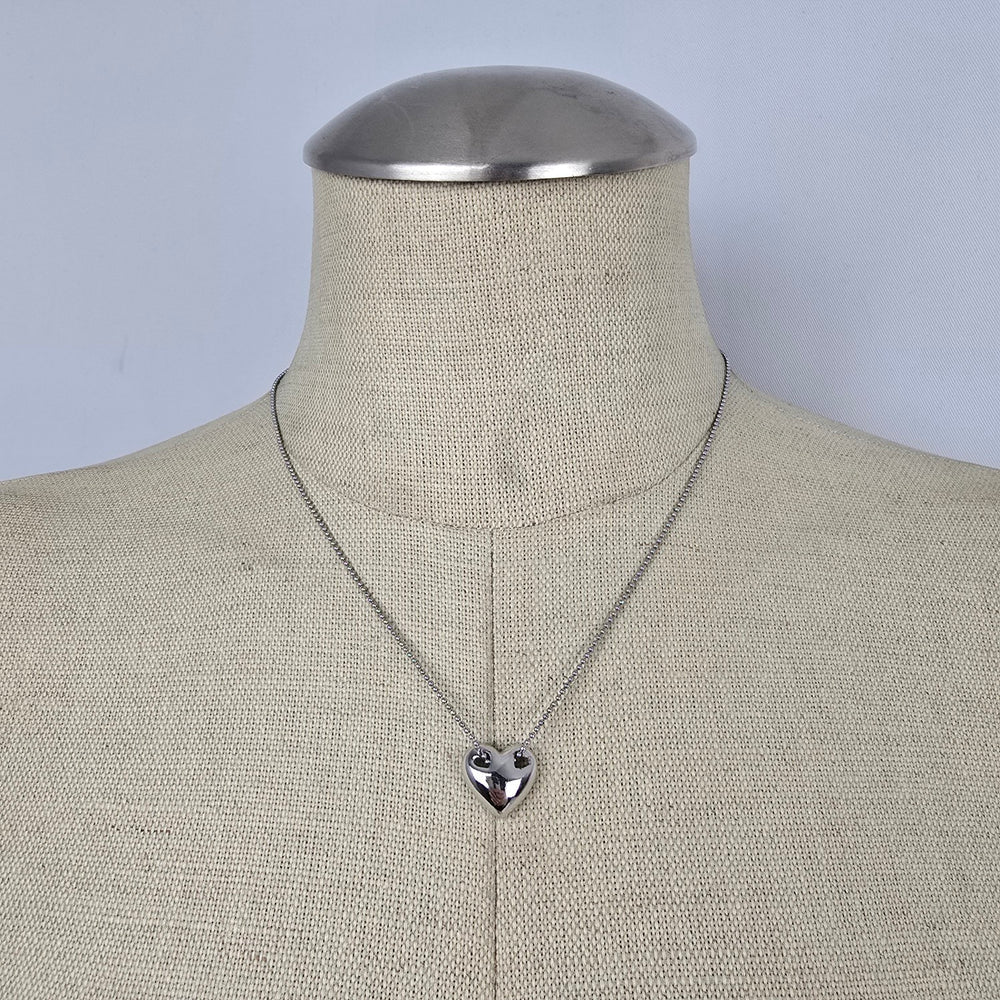 Vintage 18KGP Heart Pendant Necklace Signed PL Gold Tone Minimalist Dainty Chain