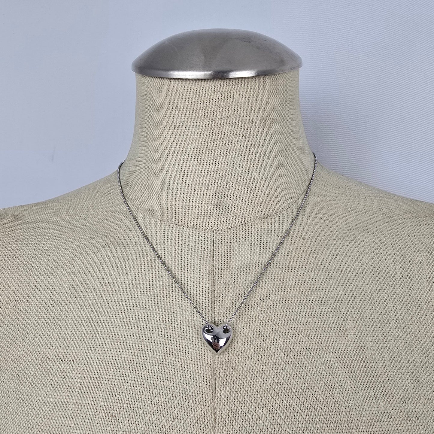 Vintage 18KGP Heart Pendant Necklace Signed PL Gold Tone Minimalist Dainty Chain