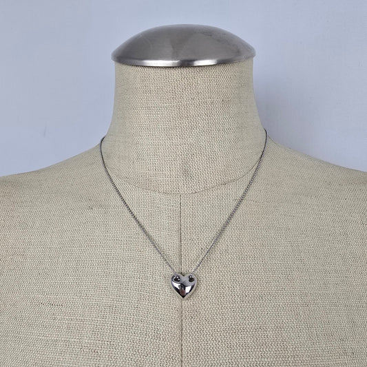 Vintage 18KGP Heart Pendant Necklace Signed PL Gold Tone Minimalist Dainty Chain