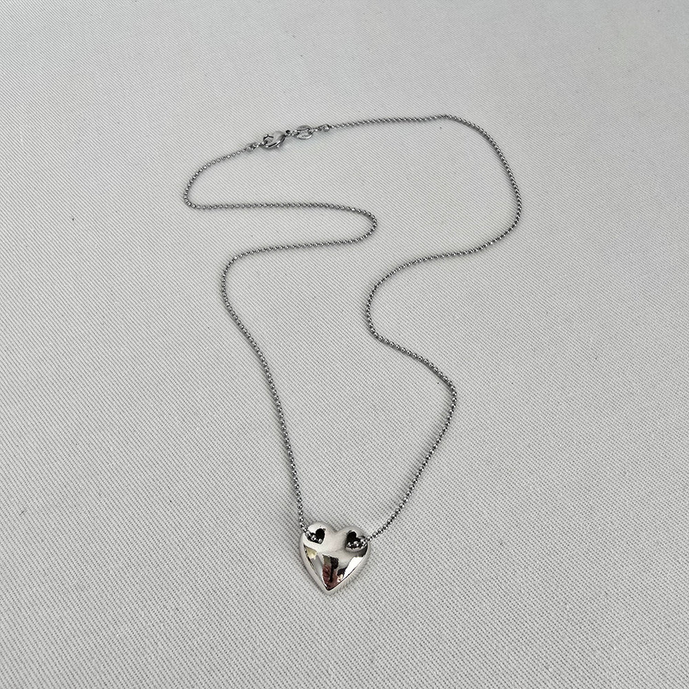 Vintage 18KGP Heart Pendant Necklace Signed PL Gold Tone Minimalist Dainty Chain