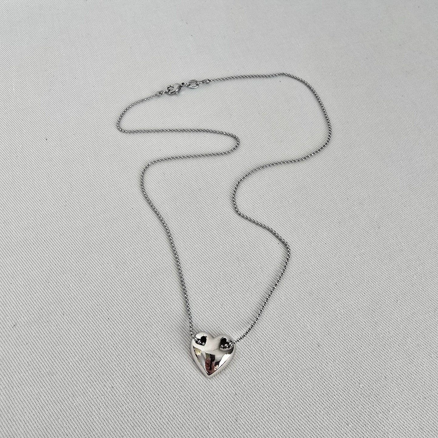 Vintage 18KGP Heart Pendant Necklace Signed PL Gold Tone Minimalist Dainty Chain