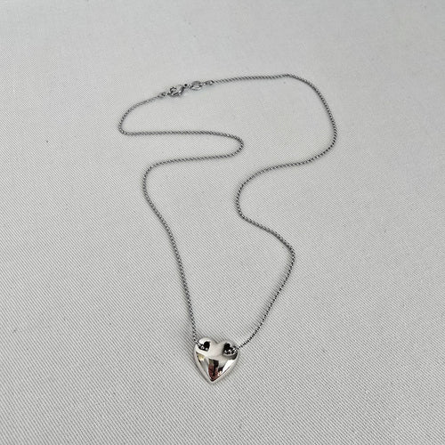 Vintage 18KGP Heart Pendant Necklace Signed PL Gold Tone Minimalist Dainty Chain
