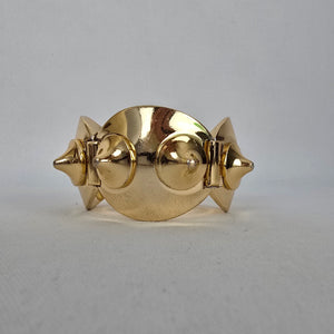 Vintage Gold Tone Statement Bracelet Signed Paris Chunky Hinged Cuff Bold